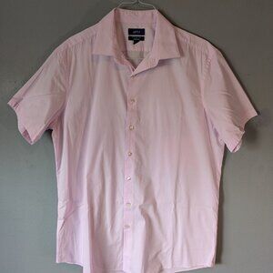 Apt.9 Premier Flex Men's Slim Fit Button Down Short Sleeve Pink Dress Shirt XL